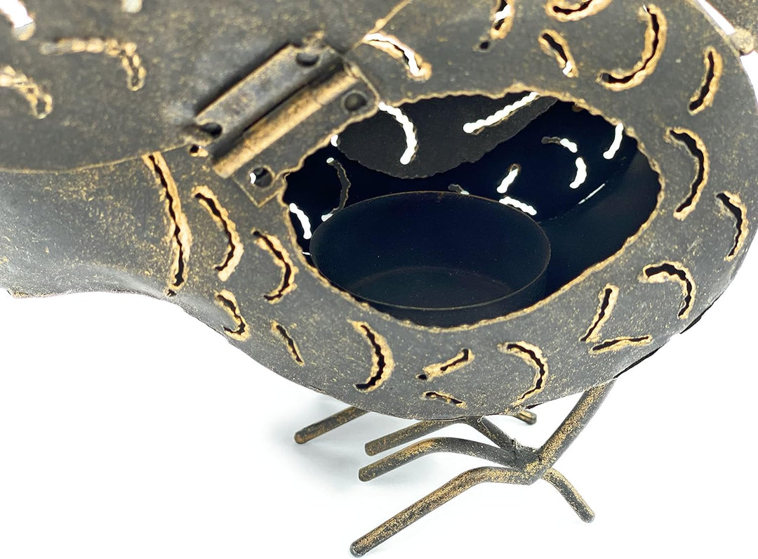 DanDiBo Teelichthalter Metall Figur Klein Windlicht Huhn für 1 Teelicht Vogel 19 cm Kerzenständer 93