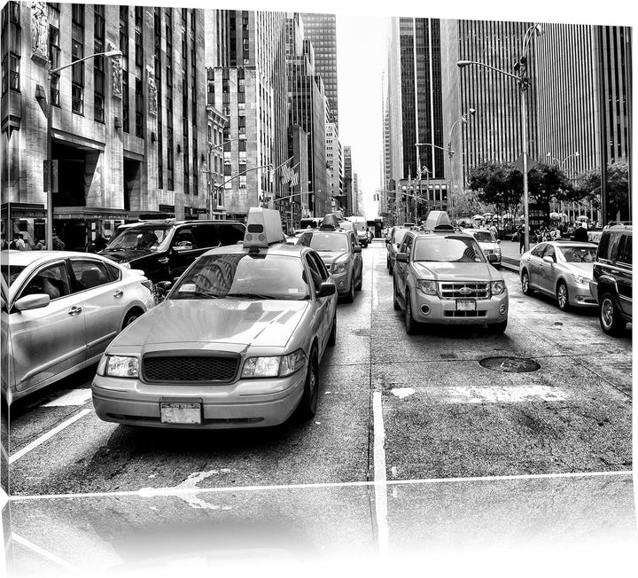 Pixxprint Monocrome, Cityverkehr New York, Format: 100x70 auf Leinwand, 100x70
