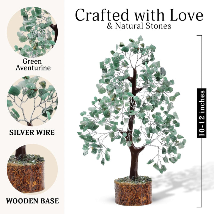 FASHIONZAADI Green Aventurine Gemstone Chakra Bonsai Tree Healing Crystals Chakra Trees Reiki Stone