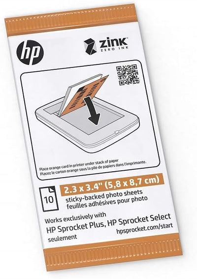 HP Sprocket Tragbarer Fotodrucker (Weiss) und Sprocket 2x3 Zink Fotopapier, 50 Blatt Weiss Packung m