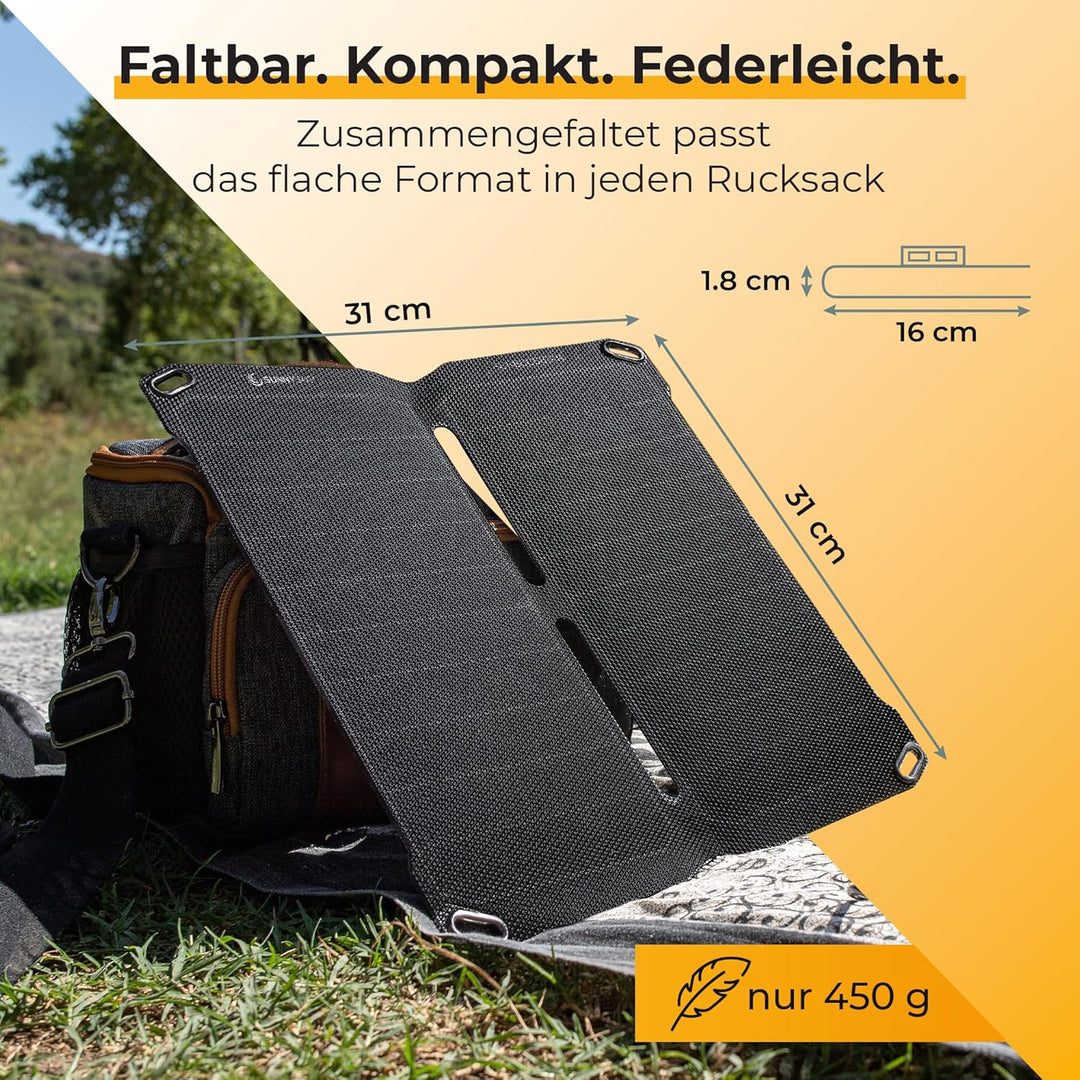Sunnybag SUNBOOSTER 14 | Tragbares Solarladegerät mit 14 Watt | Faltbar, effizient, wasserfest | 2 U