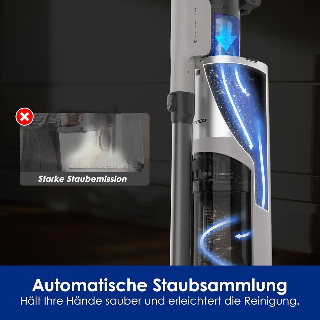 Tineco Pure ONE Station 5 PRO Kabelloser Akku Staubsauger, vollständiger Selbstreinigung, 200AW Saug