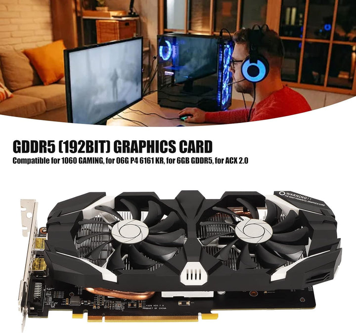 Annadue GTX 1060 GDDR5 Dual Fan Desktop PC Grafikkarte 4K HDR 8008MHz für GTX 1060 6GB, GTX 1060 5GB