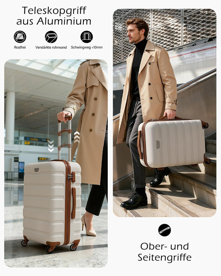 COOLIFE Handgepäck Koffer für EasyJet, 56cm M, PC+ABS, Hartschale, Leicht Robuster, Reisekoffer mit