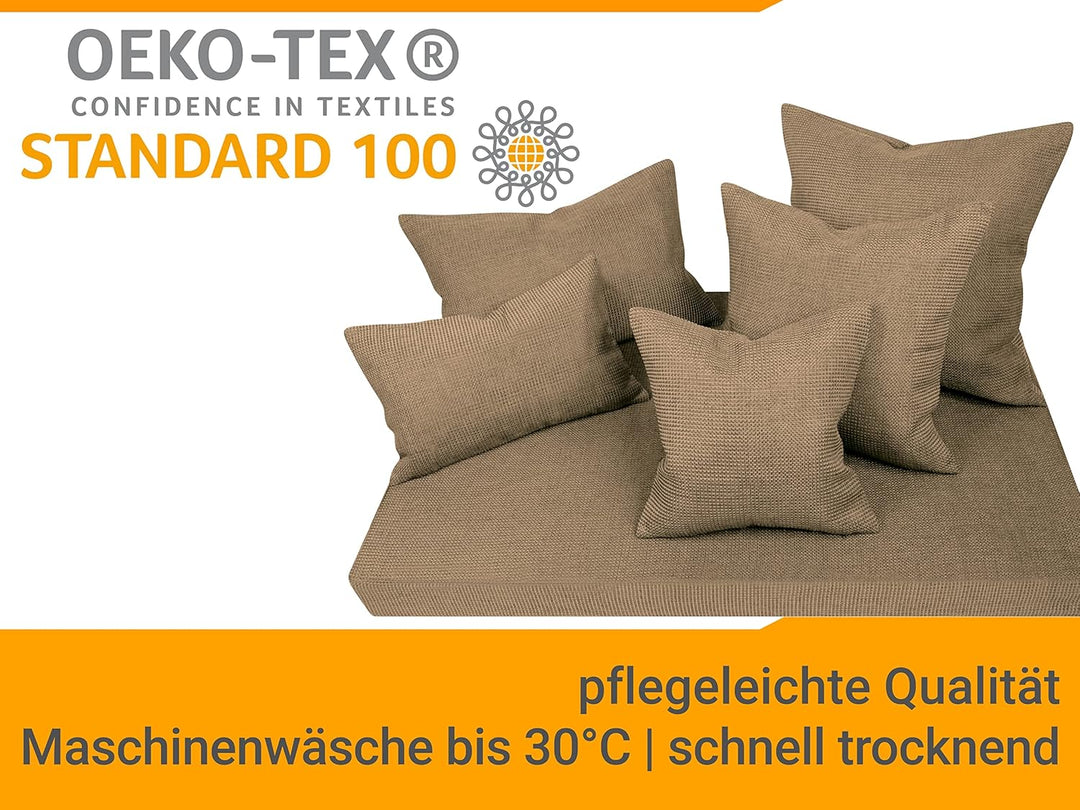 Kissenhülle mit Struktur-Muster - Polsteroptik 617.767, 1 Stück - Kissenhülle 60 x 60 cm, Nougat mel