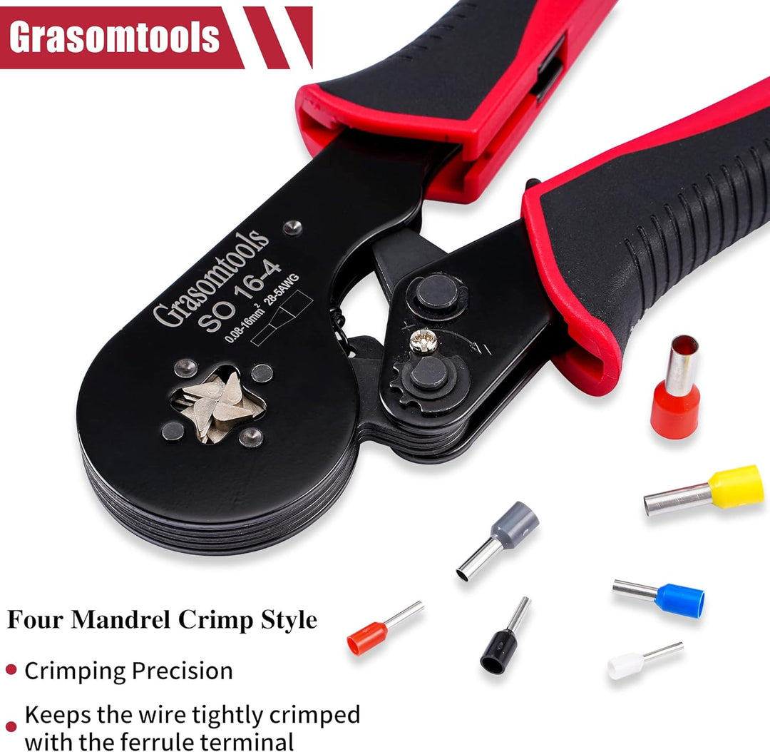 Aderendhülsen-Crimpzange, 0,08-16mm²/AWG 28-5 Crimpwerkzeuge, Draht-Crimpzange, selbsteinrastende Ra