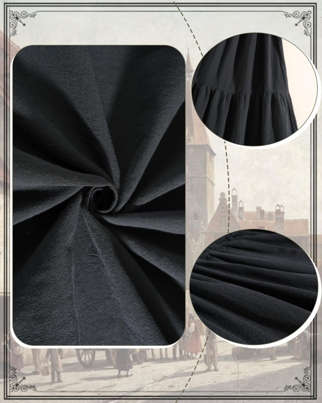 CR ROLECOS Viktorianisches Kleid Gothic Mittelalter Vintage Edwardianisches Kleid Damen Karneval Fre