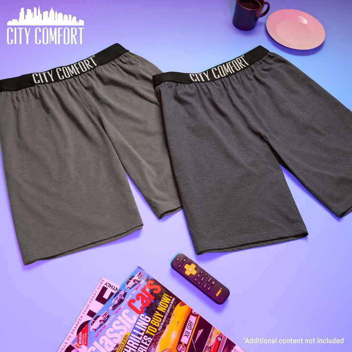 CityComfort Pyjama Shorts Herren, Kurze Schlafanzughose Herren mit Seitentaschen & Elastischem Bund