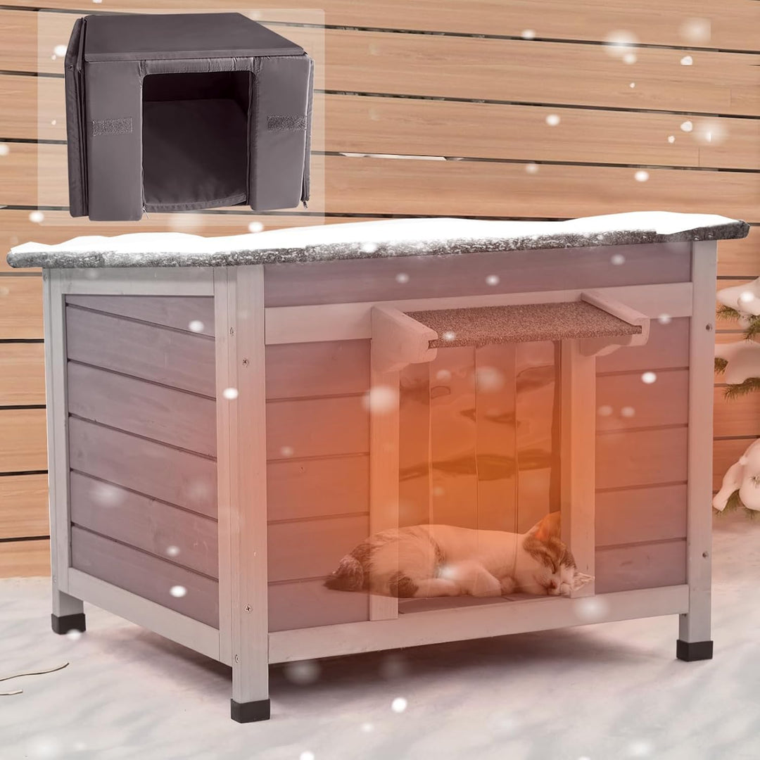 X-ZONE PET Beheiztes Katzenhaus im Freien, Katzenunterkunft für draussen mit isoliertem Liner, wärme