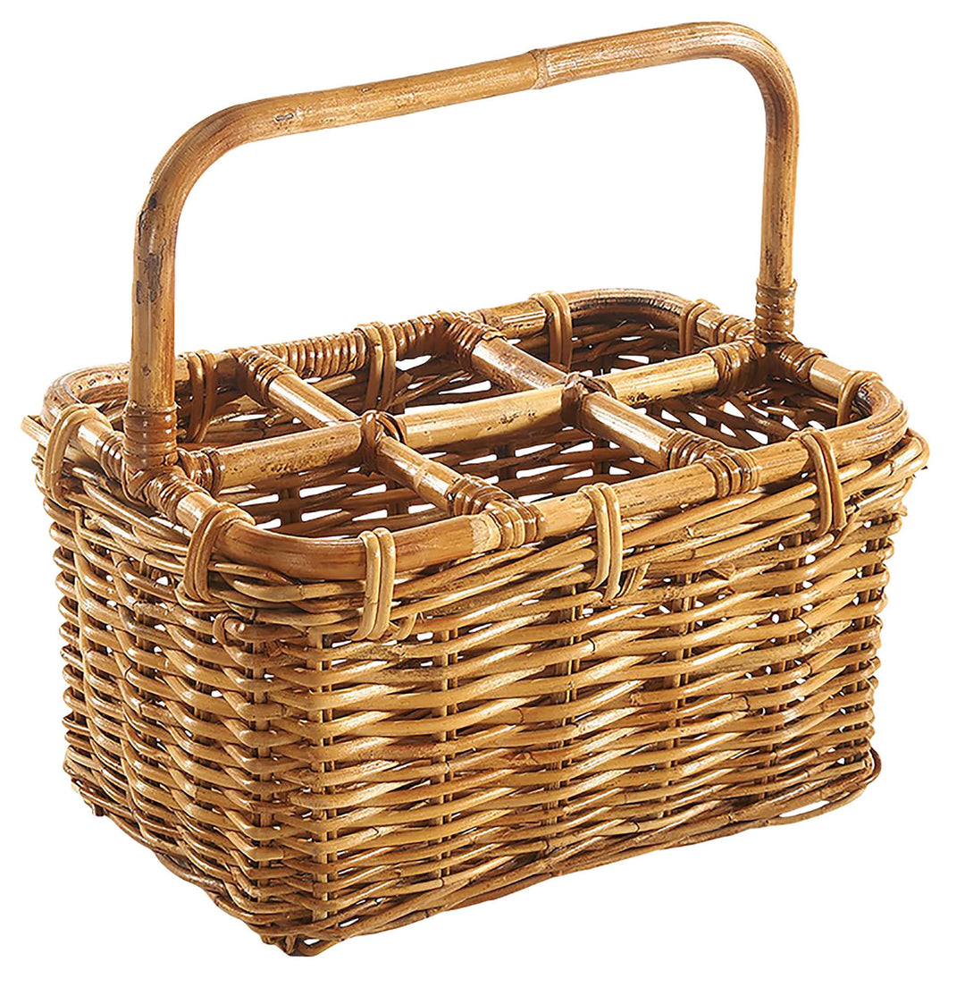 Flaschenträger Flaschenkorb Korb – aus Rattan – für 6 Flaschen – handgeflochten – lacak braun, Braun