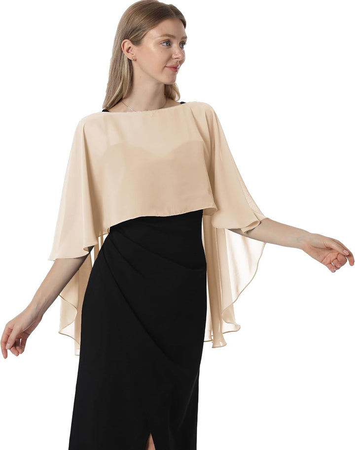 Damen Chiffon-umhang001 Pashmina-Schal Einheitsgrösse Champagner, Einheitsgrösse Champagner