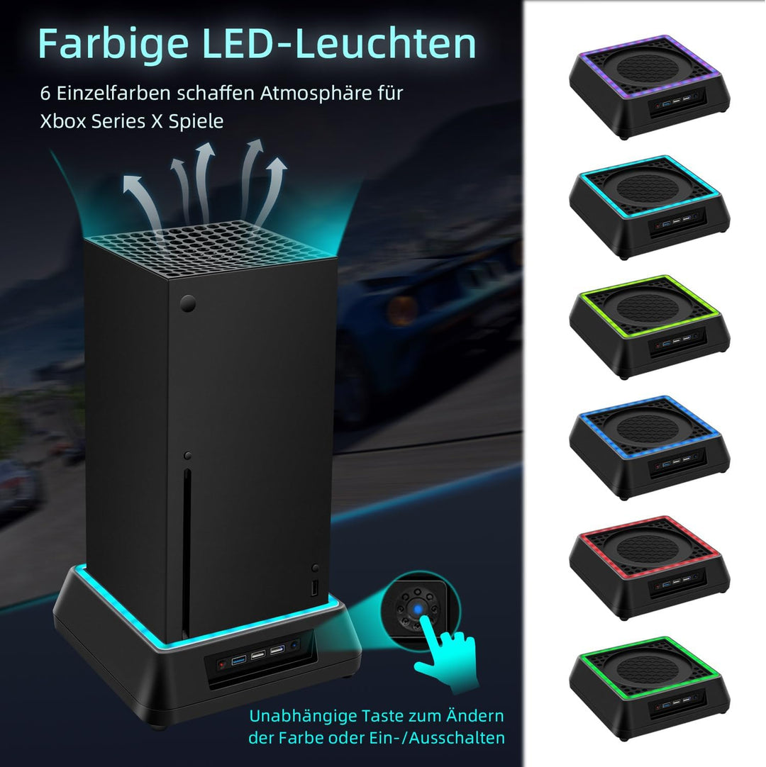 Mcbazel Xbox Serie X Lüfter Xbox Series x ständer mit RGB-Licht/Einstellbare Kühlfunktion/LED-Anzeig