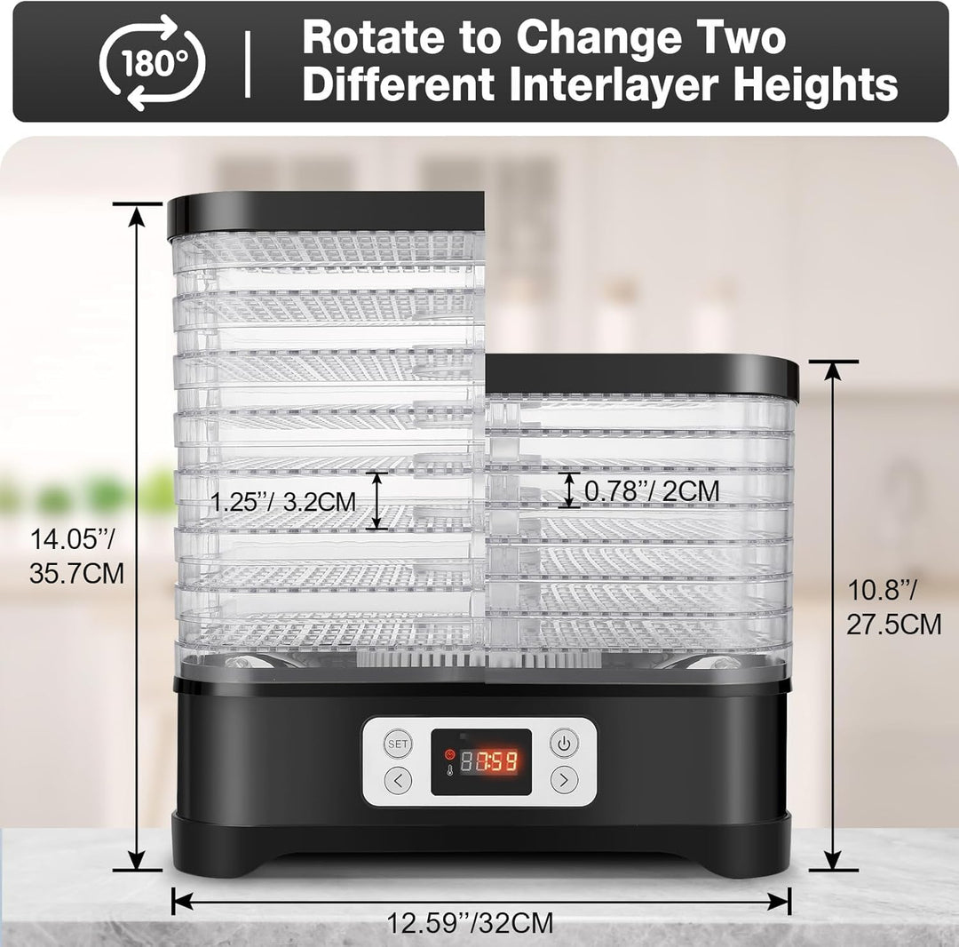 Nictemaw Dörrautomat Edelstahl, Dörrgerät mit 8 Einlegefächer 400W, Trockner für Obst, Fleisch & Krä