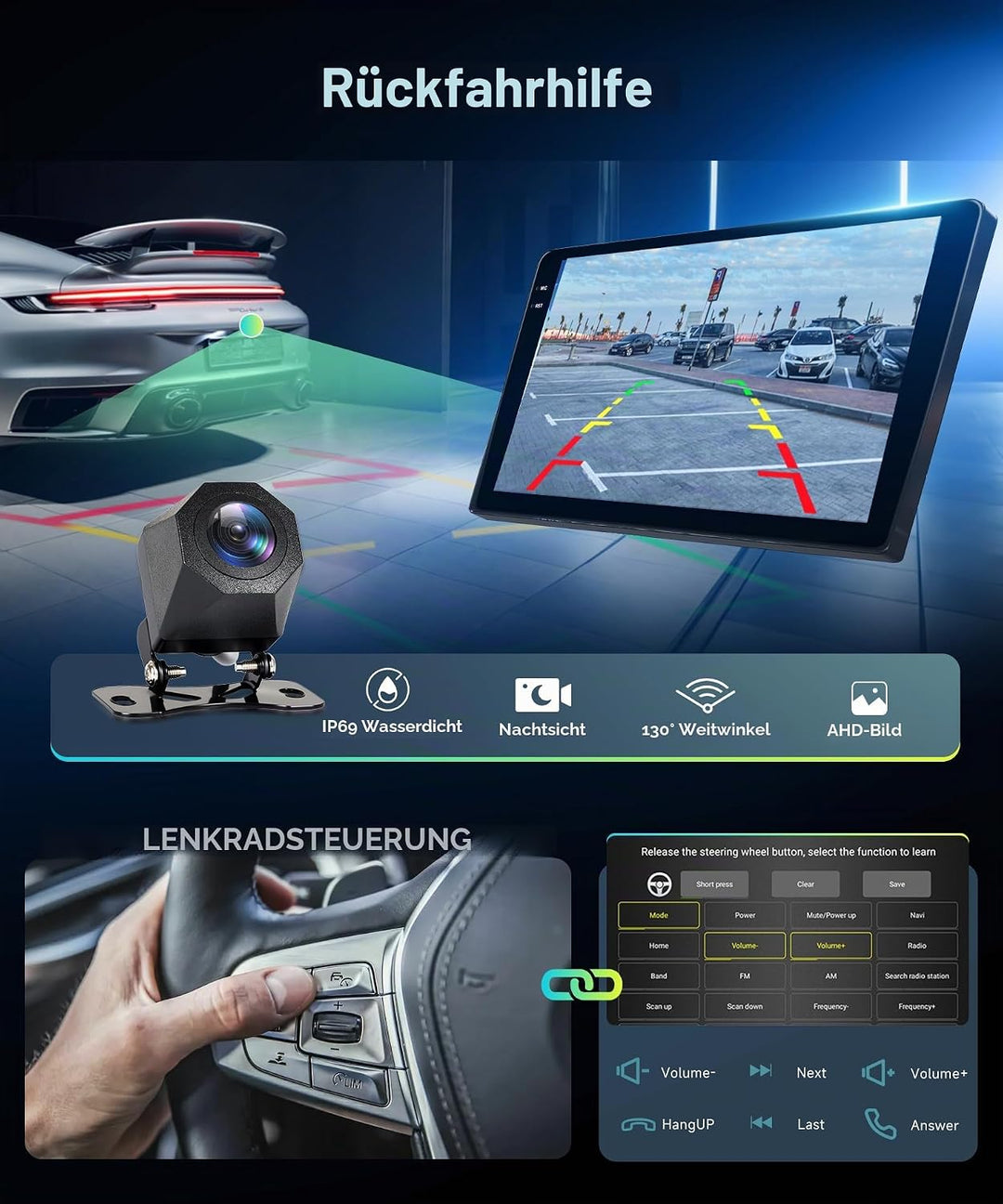 4G+64G Rimoody Android Autoradio für Ford Transit Custom Tourneo 2013-2018 9 Zoll HD Autoradio mit W
