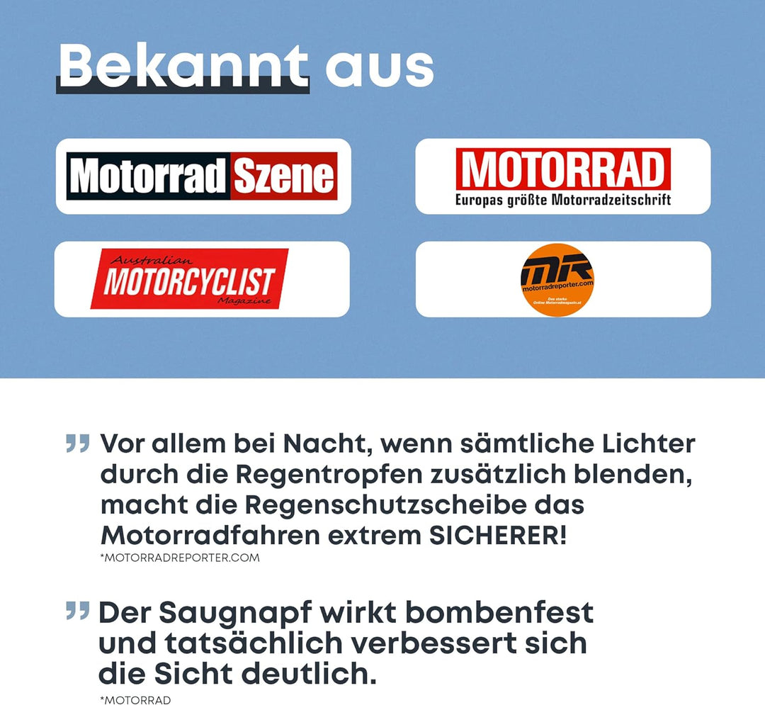 Regenschutzscheibe – Motorradhelm Scheibenwischer – Trotz Regen bei Tag oder Nacht nahezu tropfenfre
