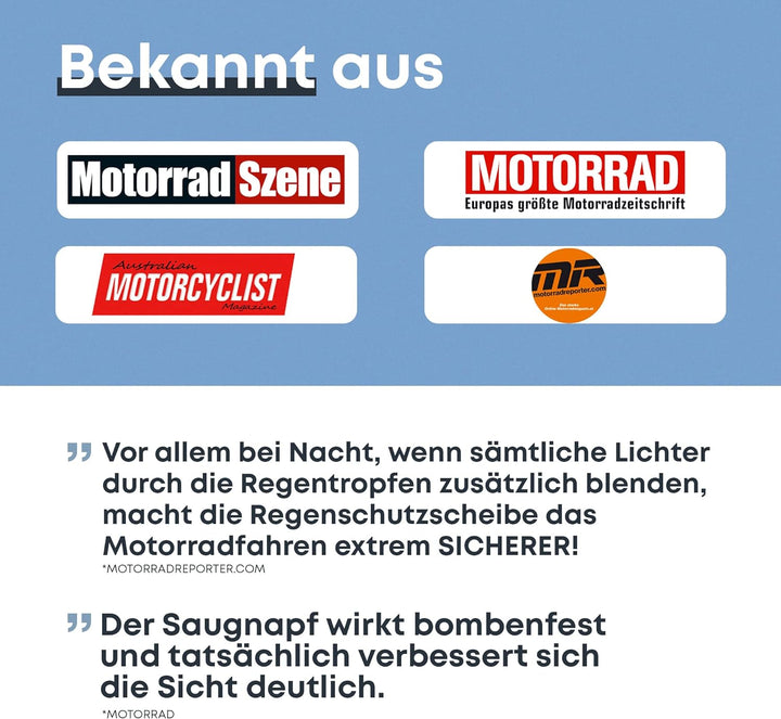 Regenschutzscheibe – Motorradhelm Scheibenwischer – Trotz Regen bei Tag oder Nacht nahezu tropfenfre