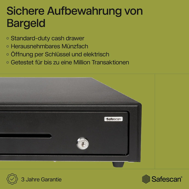 Safescan SD-4141 Standard-Duty Kassenschublade mit 4 Fächern für Banknoten und 8 für Münzen - Kassen