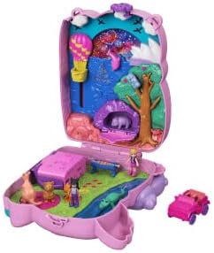 Polly Pocket Schatulle, Koala Bär in Tierabenteuer Thema, mit 2 Puppen, 5 Tieren und 1 Auto, interak