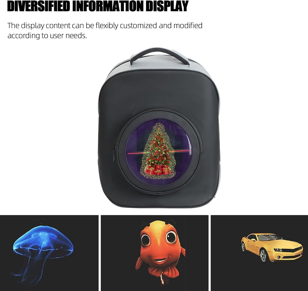 Missyou 3D Hologram Fan Backpack,20CM 3D Hologram Projector Advertising Display with Cover, 700 Vide