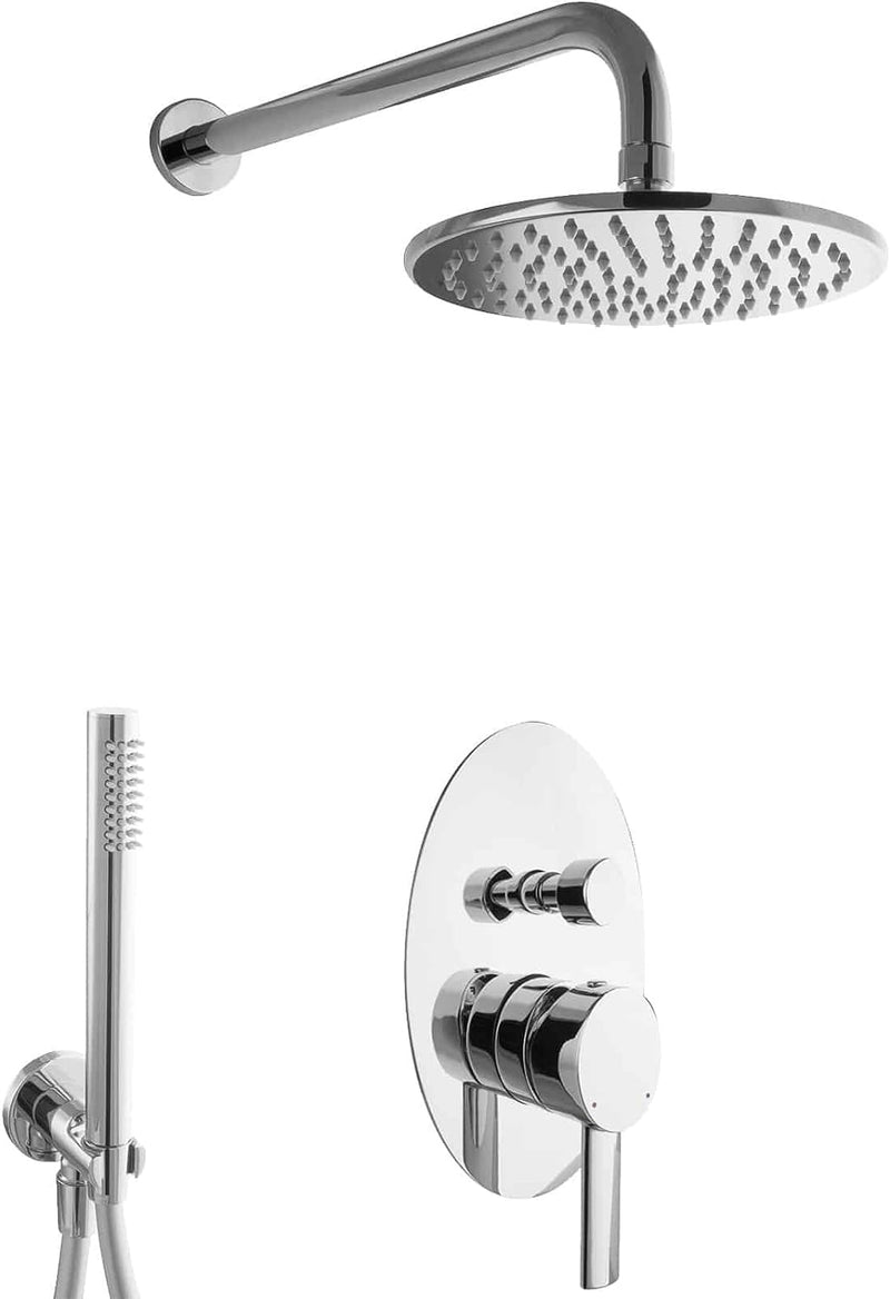PaulGurkes Regendusche Komplett Set Unterputz Regenwalddusche 20cm Wandarm Komplettset Regenbrause T