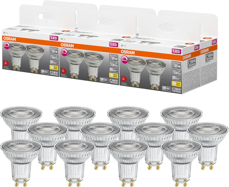 OSRAM Superstar Reflektorlampe für GU10-Sockel, klares Glas ,Warmweiss (2700K), 230 Lumen, Ersatz fü