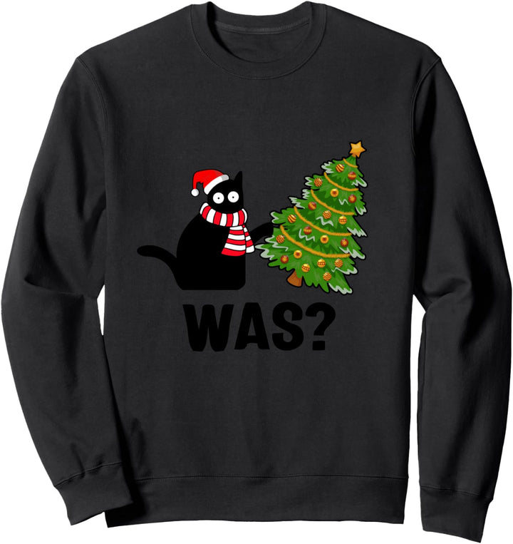 What? Weihnachtsbaum, lustige schwarze Katze Sweatshirt