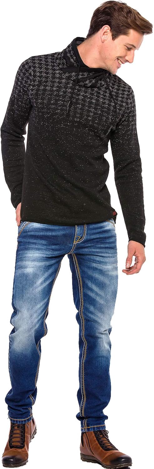 Cipo & Baxx Herren Jeans Hose Regular Slim Fit Denim Jeanshose Dicke Naht 29 Blau, 29 Blau