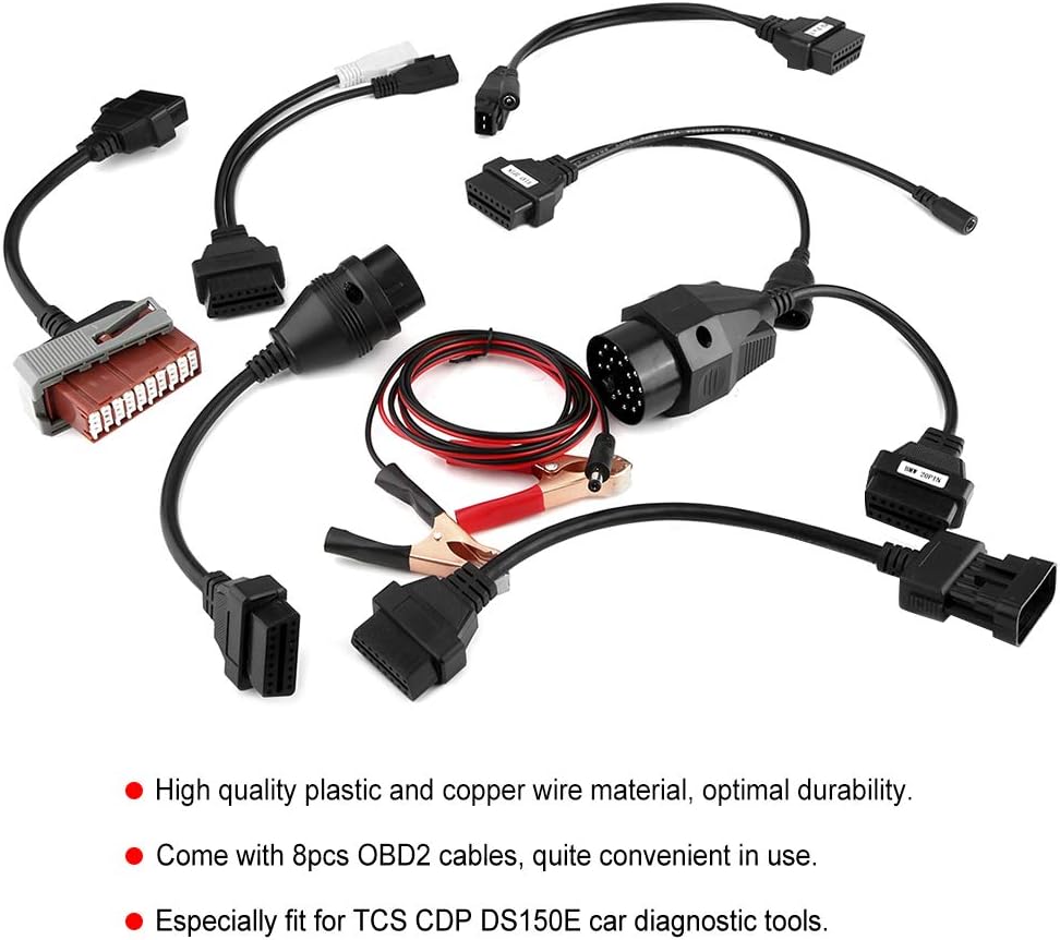 Obd2-Kabel, 8 Stück Obdii-Kabel, Steckverbinder, Auto-Diagnosekabel, Ersatz für TCS Ds150e, Auto-Dia