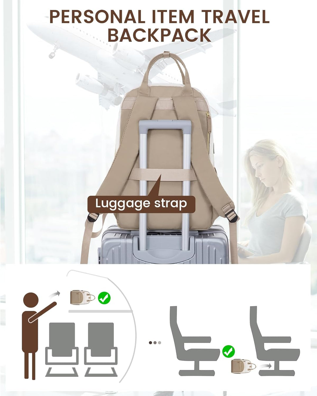 LOVEVOOK Rucksack Damen Gross, Laptop Rucksack 17 Zoll mit Laptopfach, Shulrucksack Mädchen Teenager