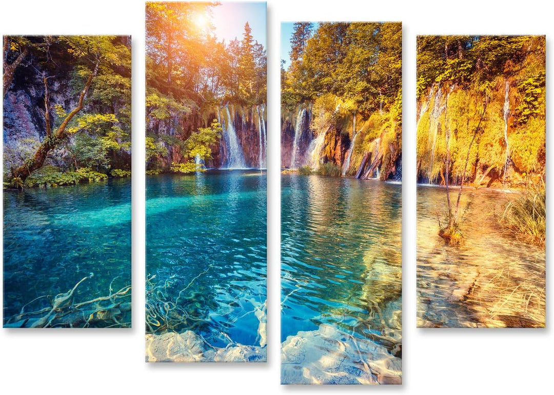 islandburner Bild Bilder auf Leinwand majestätische Ansicht auf Türkiswasser und sonnige Strahlen im