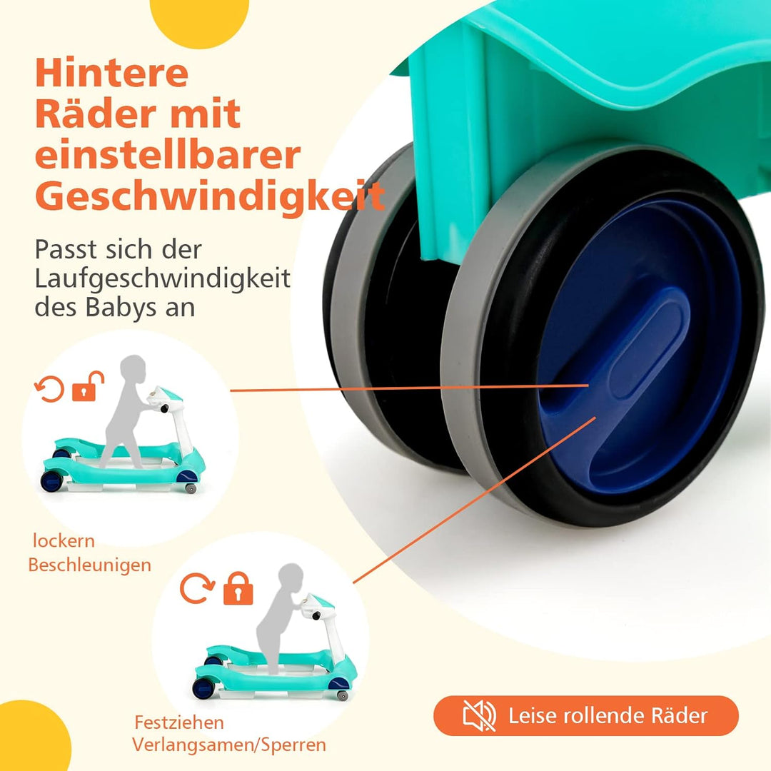 GOPLUS 2 in 1 Faltbarer Lauflernhilfe, Höhenverstellbare Lauflernwagen mit Licht, Musik & Einstellba