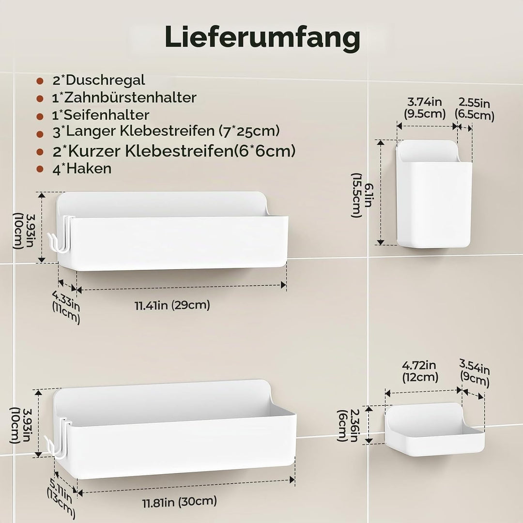 Orimade Duschablage ohne Bohren-Duschregal 4 Stück,Shampoo Halterung für Dusche Grosse Kapazität,Bad