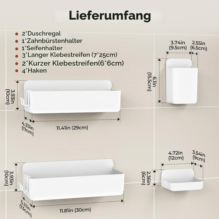 Orimade Duschablage ohne Bohren-Duschregal 4 Stück,Shampoo Halterung für Dusche Grosse Kapazität,Bad