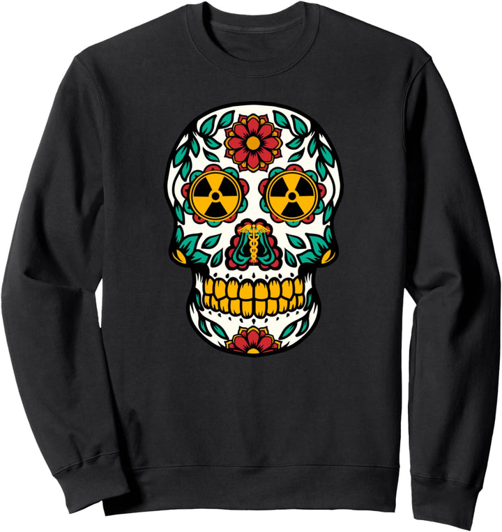 Radiologie Nuklear-Strahlung Radioaktives Symbol Zuckerschädel Sweatshirt
