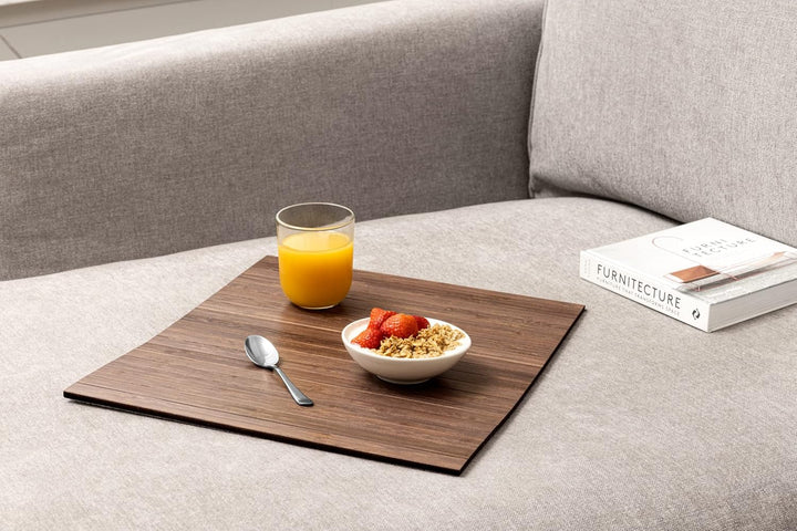 Bamboo Sofatablett für die Armlehne- Anti-Rutsch, Flexibler Sofatisch - Langlebiger Couchtisch mit e