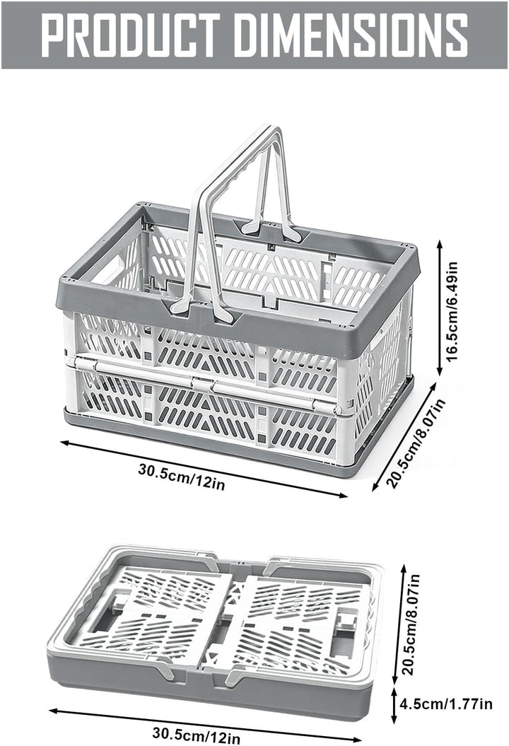 Klappkorb Faltbar, 2er Set Klappbox Klein mit Henkel 10 L Grau, Multifunktionaler Aufbewahrungskorb