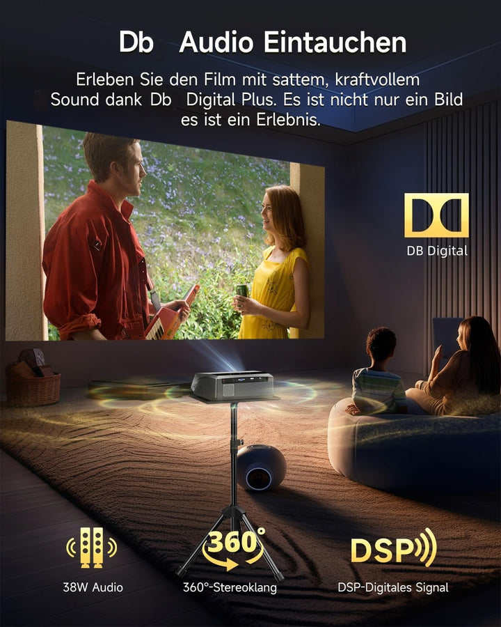 Smart Beamer 4K Wlan Bluetooth NFC, HDR LED Ultra HD 4K Beamer Heimkino Gaming 2300 ANSI Tageslicht,