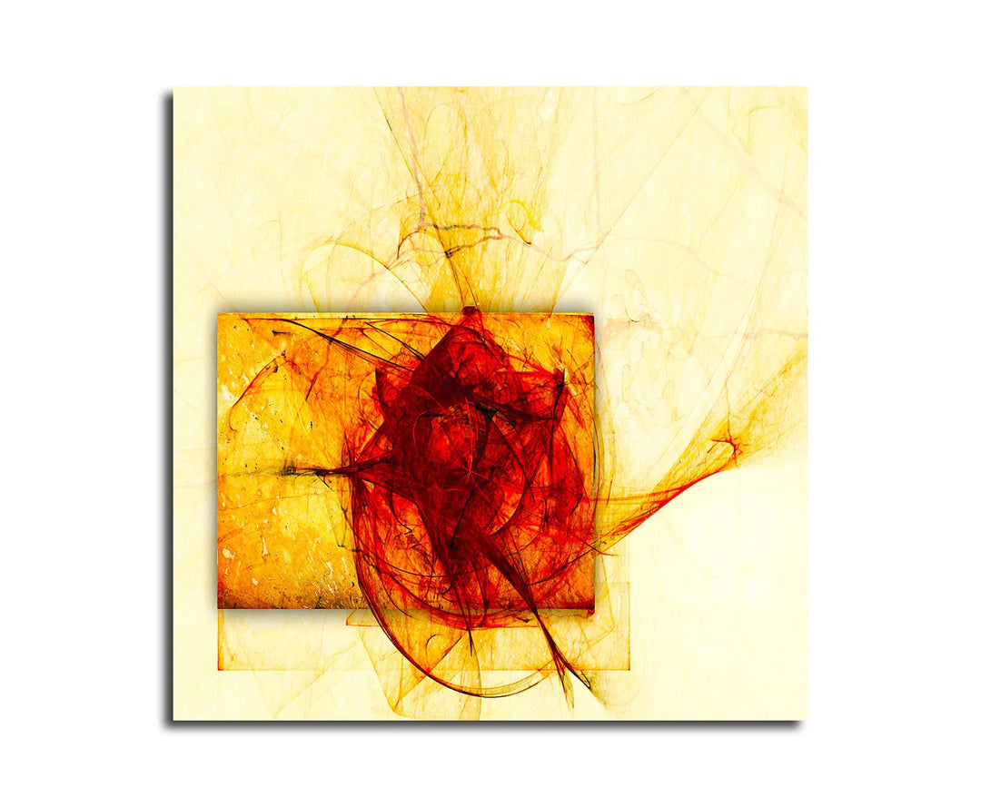 Paul Sinus Art Triumphliebe - Abstrakt350_60x60cm Bild auf Leinwand Abstraktes Motiv beige rot gelb