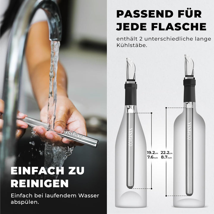 VINENCO Weinkühler Set, Flaschenkühler + Dekanter 3-in-1 Premium Wein Zubehör: Edelstahl Flaschen-We