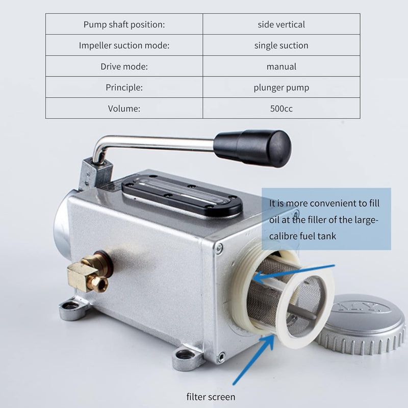 Manuelle Schmierpumpe, 500CC 4mm Doppelauslassanschluss Schmierölpumpe Manuelle Ölpumpe Handschmieru