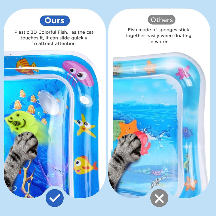 Wassermatte Katze LED Wasserspielmatte Katzen Wasser Spielmatte, Verdickte Wassersensorik Spielmatte