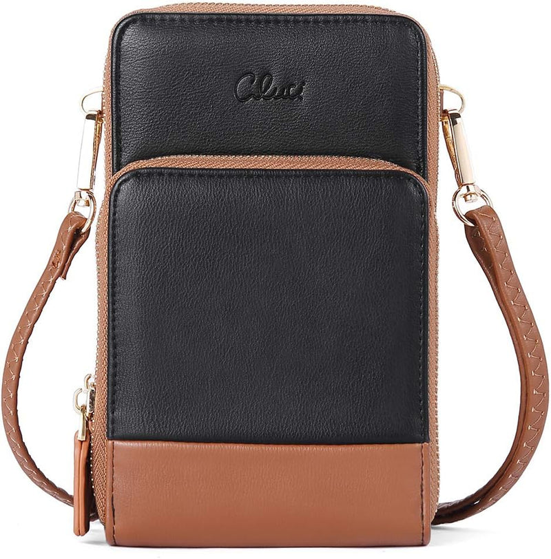 CLUCI Handy Umhängetasche Damen PU Leder Retro Portemonnaie Kleine Geldbörse Damen Schultertasche mi