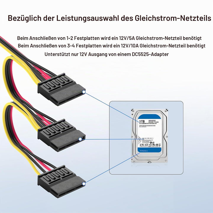 SinLoon DC5525 auf SATA-IDE-Festplatten-Netzteilkabel, DC 5,5 x 2,5 mm Buchse auf SATA-Buchse, Verlä