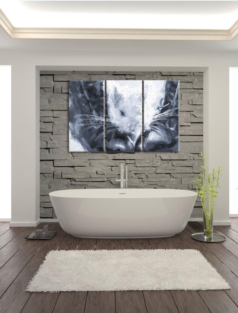 Pixxprint Chinchilla zwischen Schuhen als Leinwandbild/Grösse: 3 Teilig (120x80) cm/Wandbild/Kunstdr