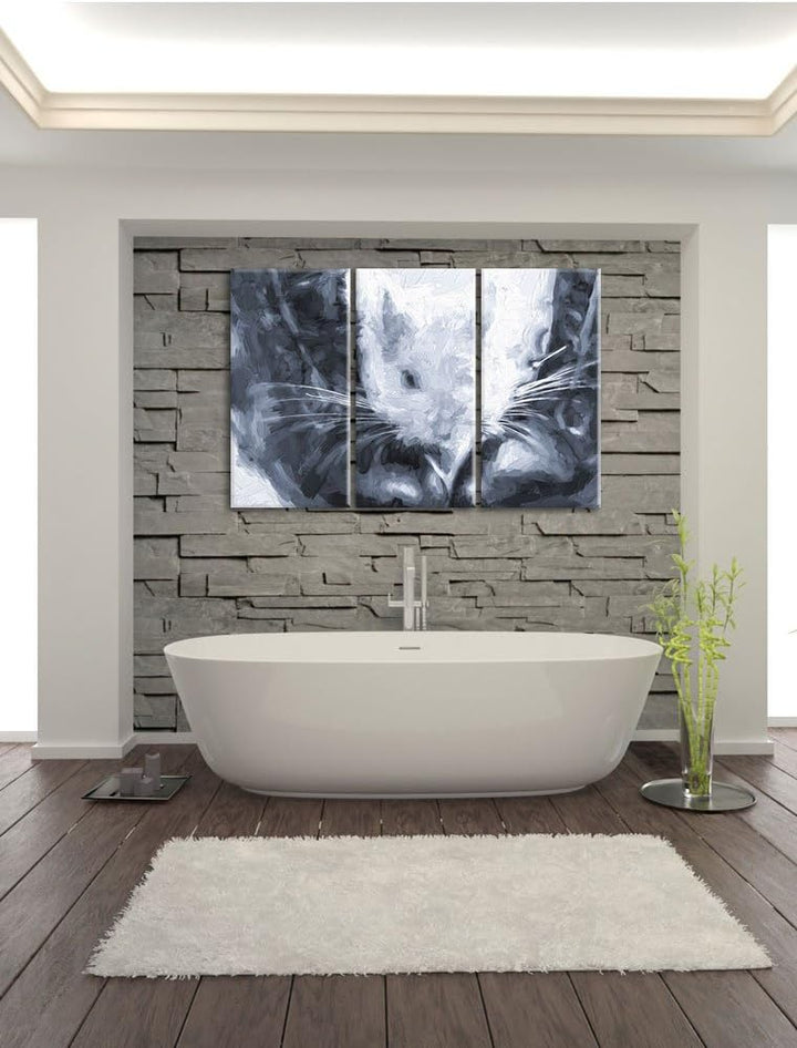 Pixxprint Chinchilla zwischen Schuhen als Leinwandbild/Grösse: 3 Teilig (120x80) cm/Wandbild/Kunstdr