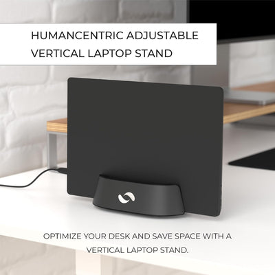 HumanCentric Laptop-Halterung, vertikaler Laptop-Ständer aus Aluminium, verstellbare Halterung und D