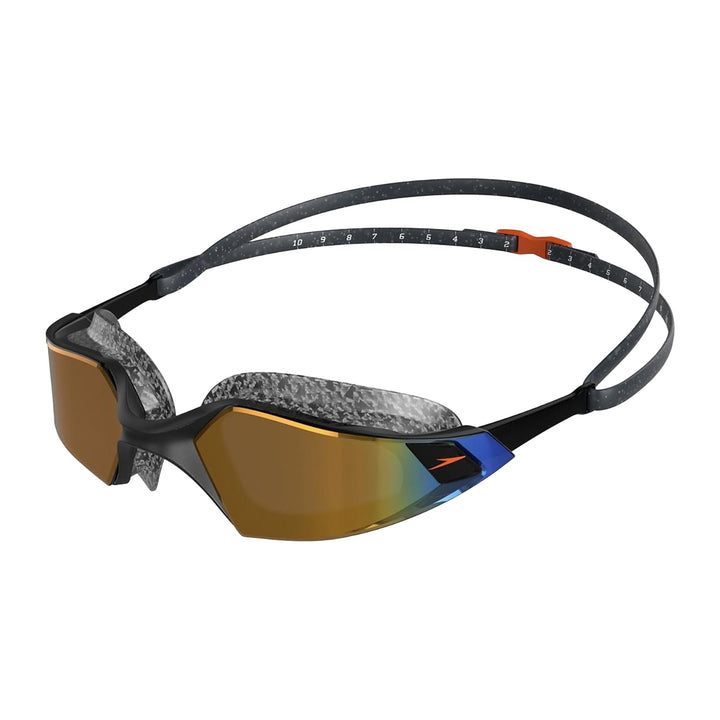 Speedo Unisex Erwachsene Aquapulse Pro Mirror Schwimmbrille Einheitsgrösse Schwarz/Gold, Einheitsgrö