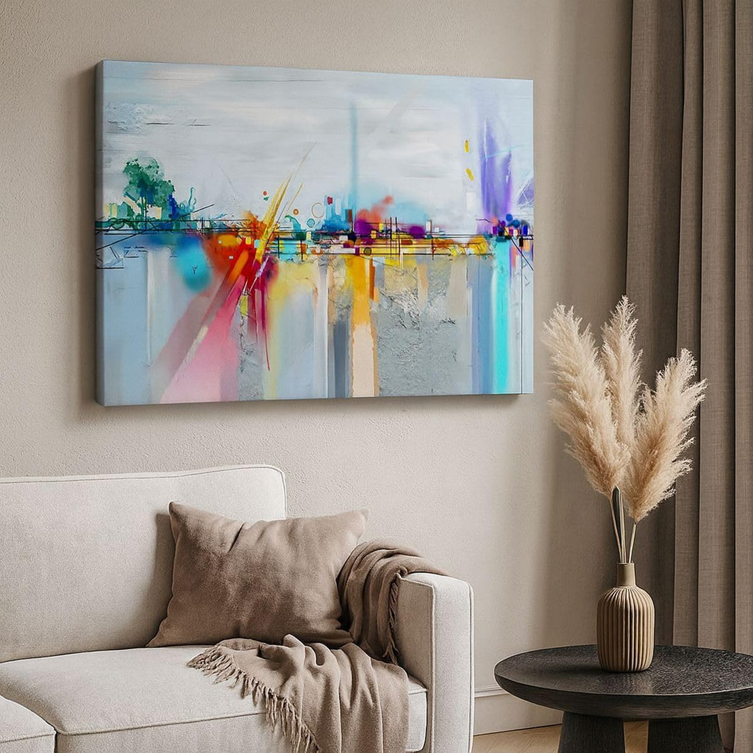 Bilder auf Leinwand 100x70cm Leinwandbild mit Rahmen Abstraktion modern Gross Wanddeko Bild Schlafzi