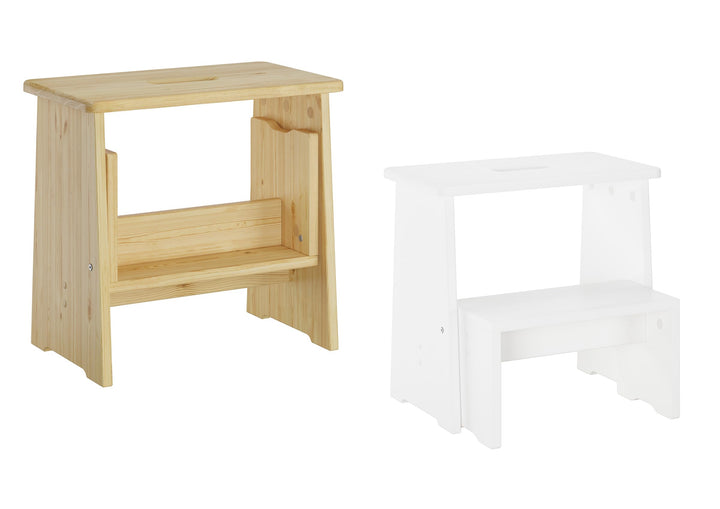 Erst-Holz Stufenhocker Klapphocker Tritthocker klappbar Kiefer Natur oder weiss V-90.92-06, Weiss