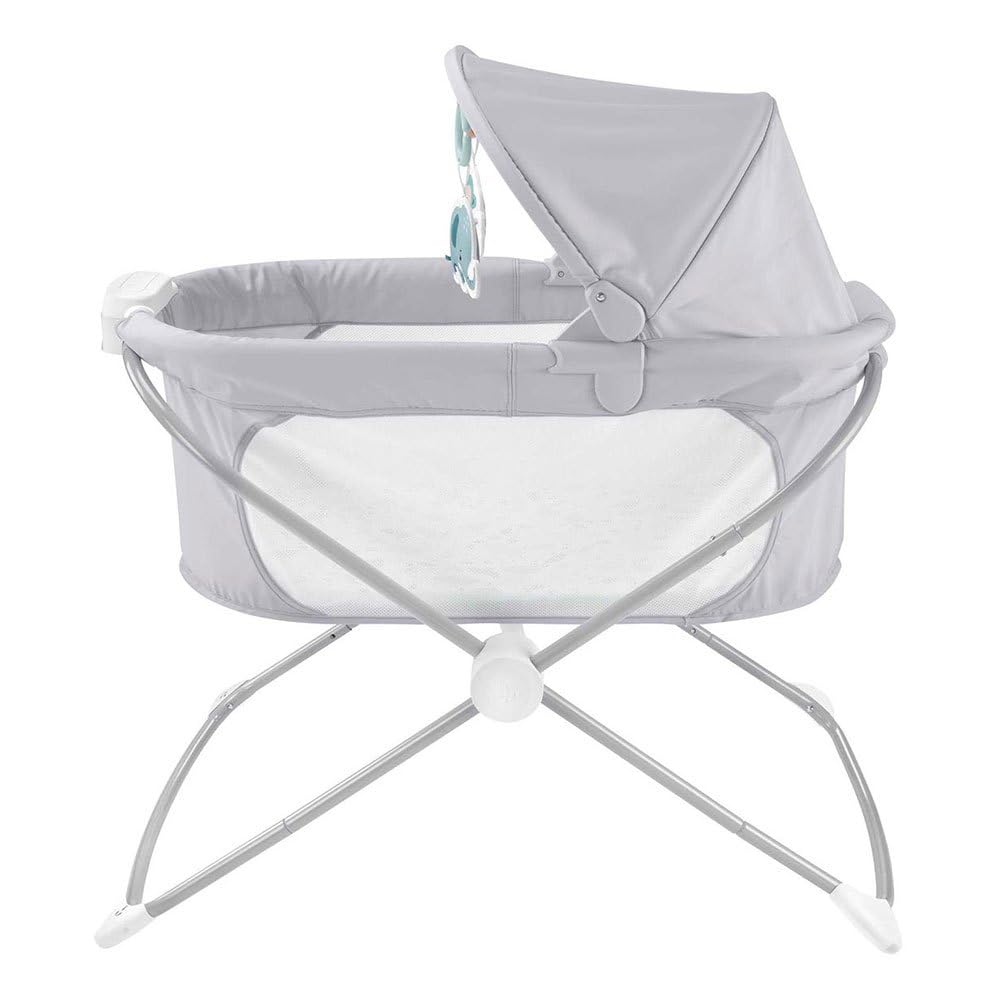 Fisher-Price GWD36 - Zusammenklappbares Beistellbettchen – tragbares Babybettchen mit Licht für Neug